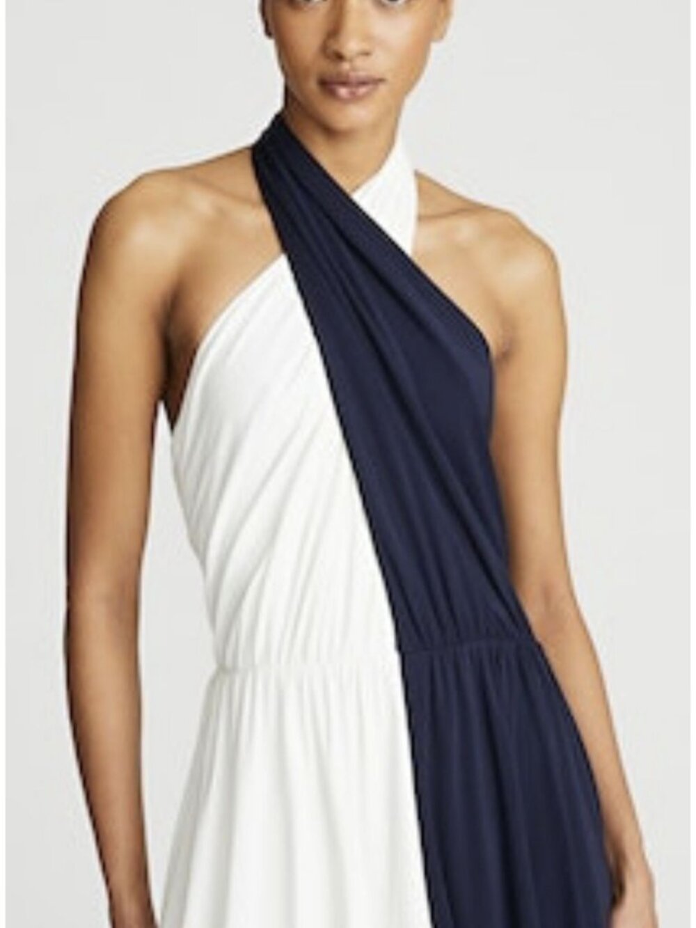 Halston $452 Sondra Halter Cross Neck Midi Slinky Dress NWT Size 8 - Picture 2 of 6